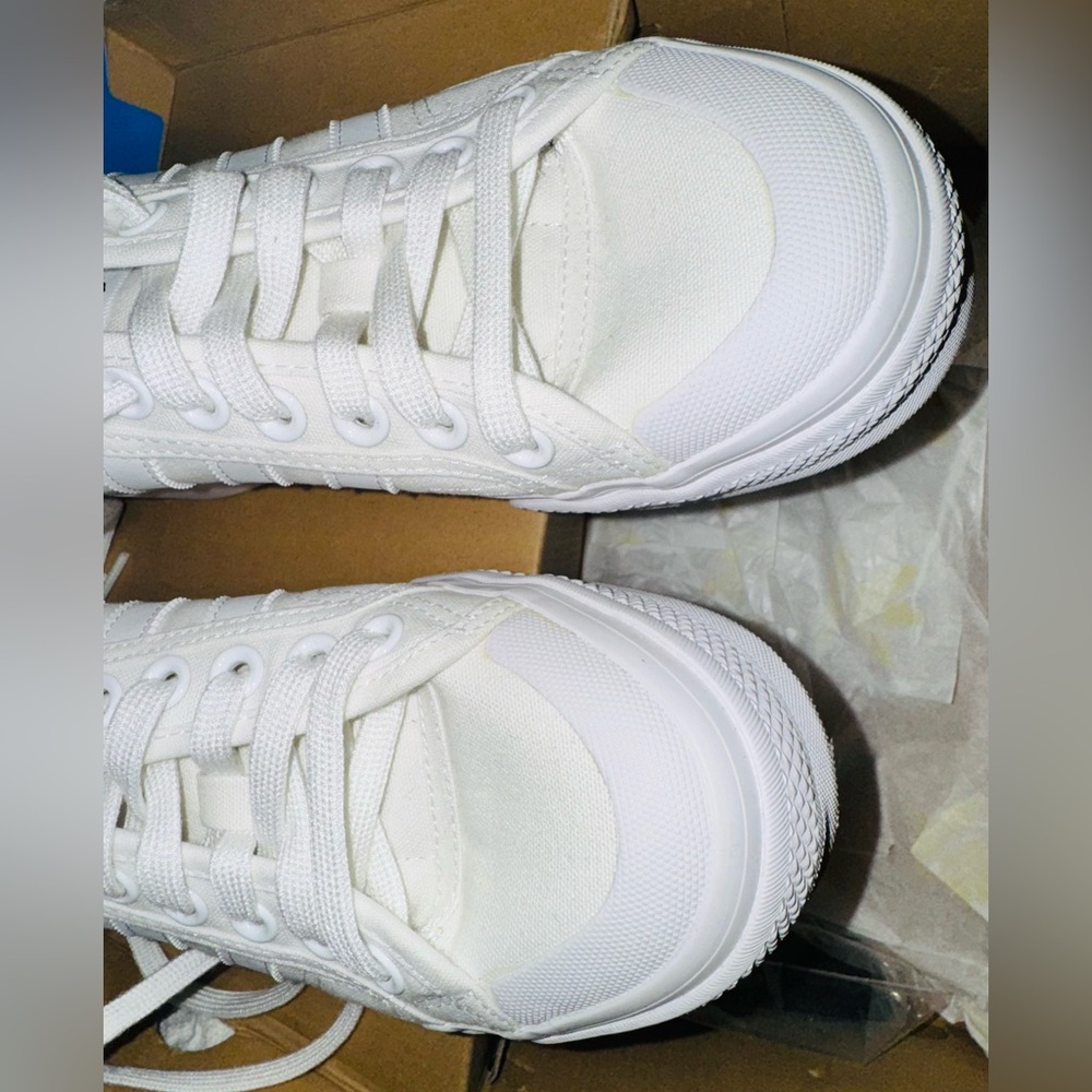 Adidas Platform White Canvas Sneakers - Picture 3 of 8